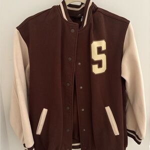Brown and Cream Varsity Jacket